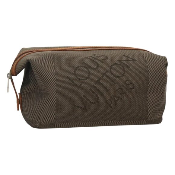LOUIS VUITTON Damier Geant Trousse Albatross Clutch Bag Khaki Auth - Picture 1 of 16